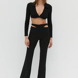 Waist Slit Pants - Black