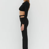 Waist Slit Pants - Black