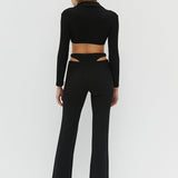 Waist Slit Pants - Black