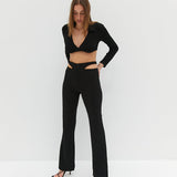 Waist Slit Pants - Black
