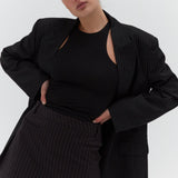 Side Split Mini Skirt - Pinstripe