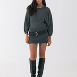 Knit Mini Dress - Charcoal