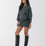 Knit Mini Dress - Charcoal