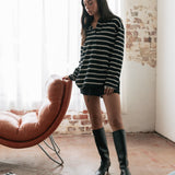 Striped Polo Long Sleeve - Black