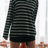 Striped Polo Long Sleeve - Black