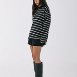 Striped Polo Long Sleeve - Black