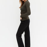 Knit Charlotte Cardigan - Khaki Green