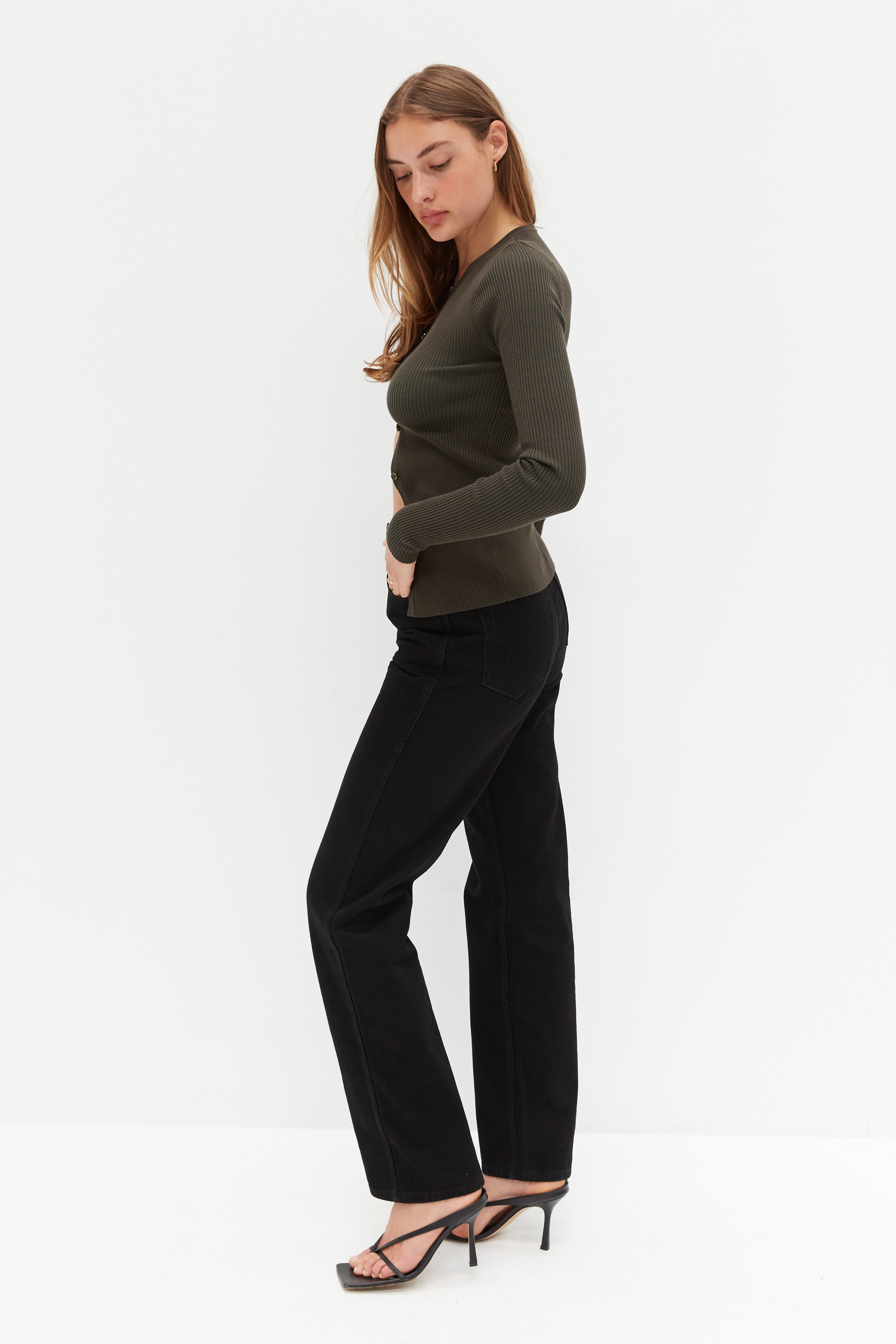 Knit Charlotte Cardigan - Khaki Green