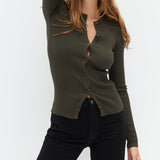Knit Charlotte Cardigan - Khaki Green