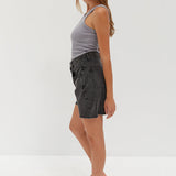 3/4 Frayed Denim Shorts - Vintage Black