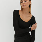 Semi Sheer Top - Black