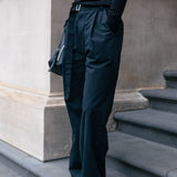Belted Relaxed Trousers - Black