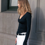 Everyday V Neck Long Sleeve Top - Black