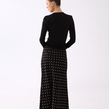 Margaux Deep V Henley Top - Black