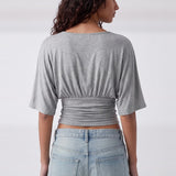 Sienna Top Grey Marle - close up 2 view
