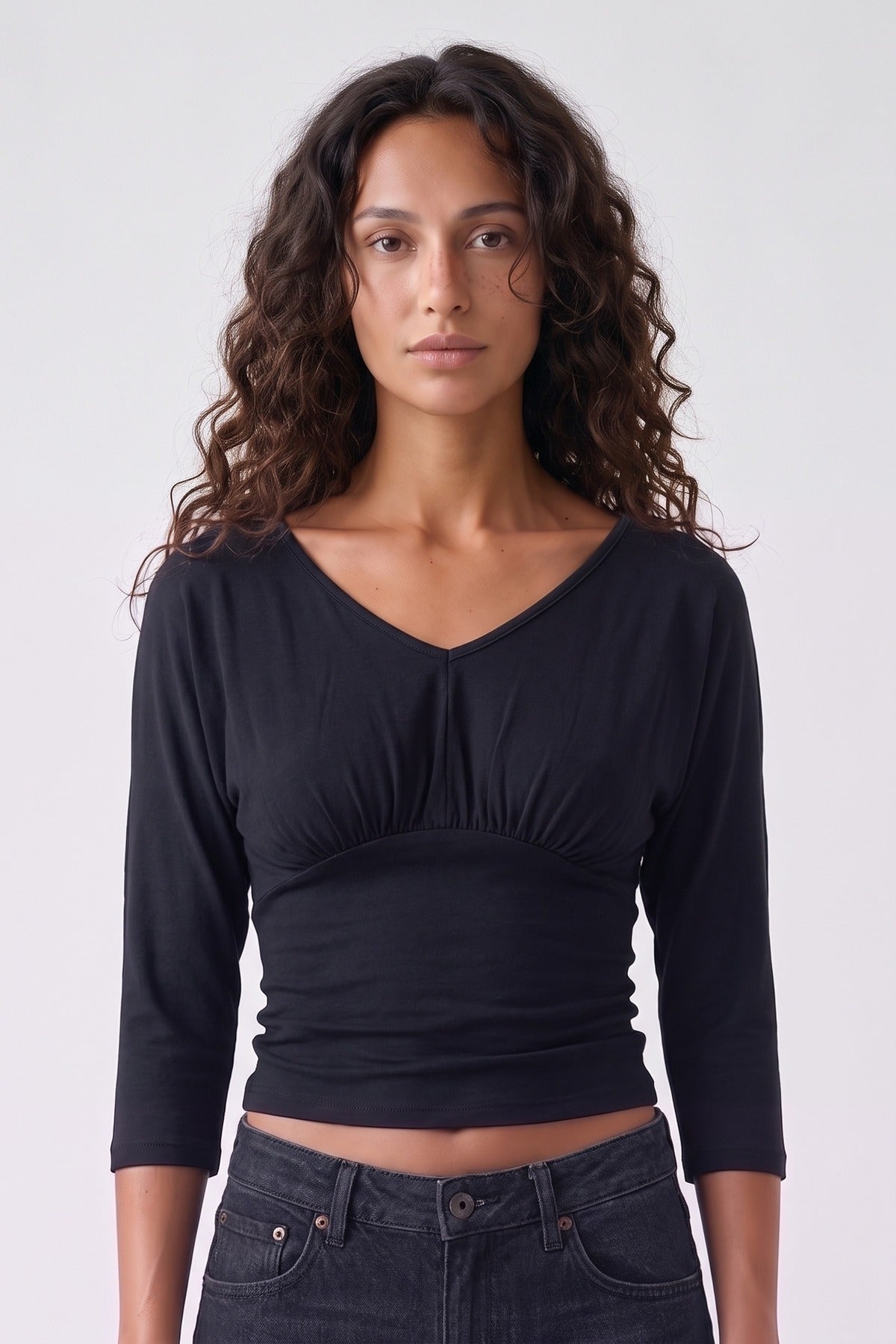 Ryana Top Black - close up 1 view