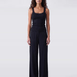 Lace Trim Tank Black - front view