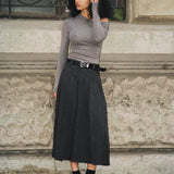 Cate Belted Skirt - Grey