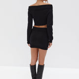 Kenza Button Down Skirt - Black