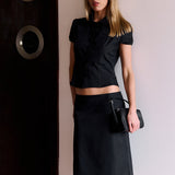 Colette Midi Skirt in Black – styled view