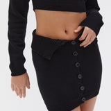 Kenza Button Down Skirt - Black