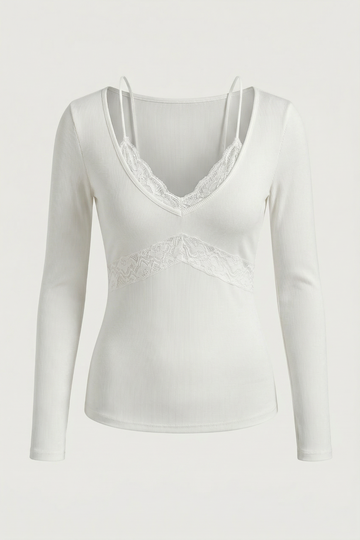 Noa Lace white lace top, product flat lay
