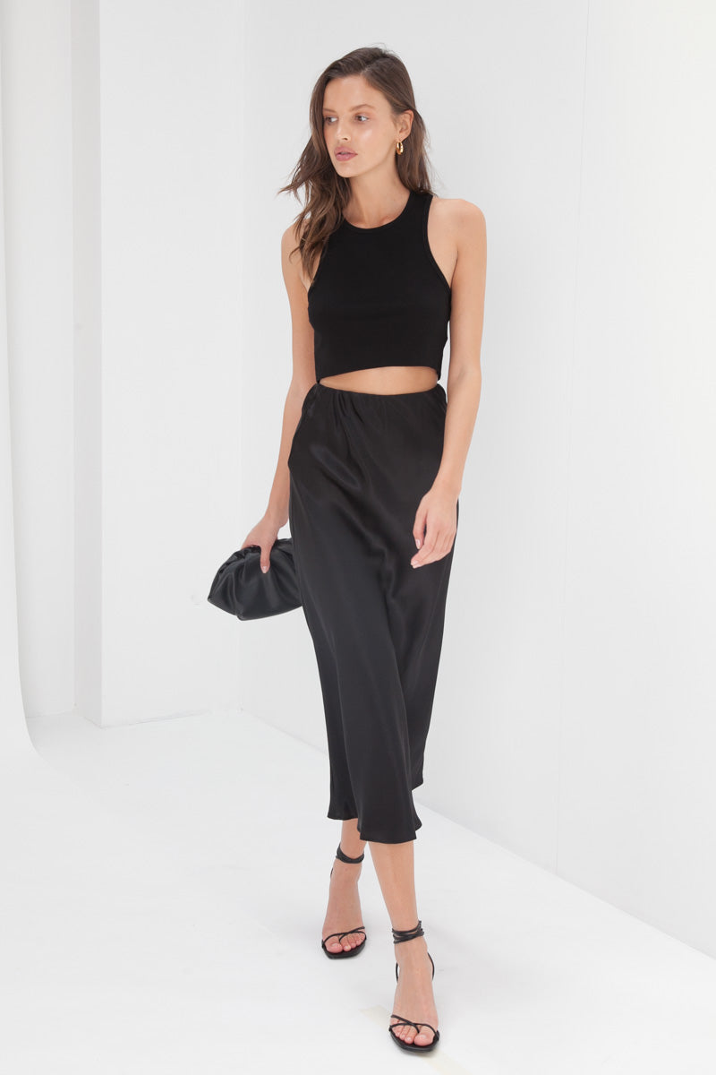 Madeline Silk Skirt - Black