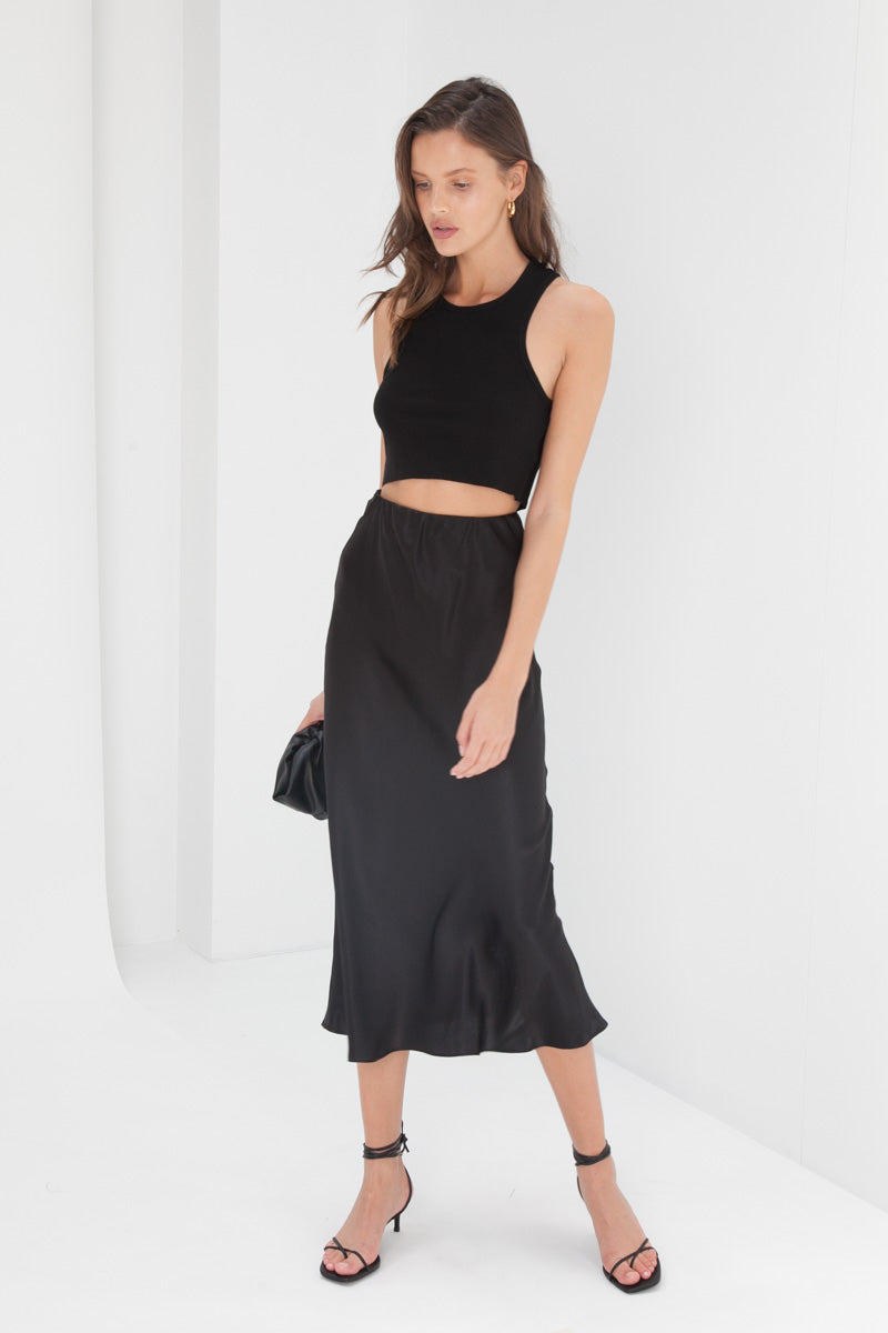 Madeline Silk Skirt - Black