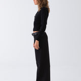 Isla Knit Polo Top - Black