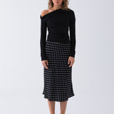 Inez Polka Dot Skirt - Black