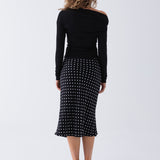 Inez Polka Dot Skirt - Black