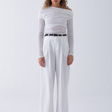 Noah Belt Trouser - White