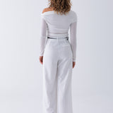 Noah Belt Trouser - White
