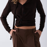 Camden Scarf Cardigan - Brown
