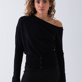 Ezra Off Shoulder Knit - Black