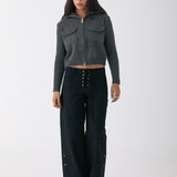 Lace Up Pants - Black