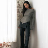Asher Ruched Long Sleeve - Grey