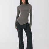 Asher Ruched Long Sleeve - Grey