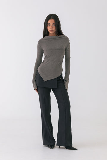 Mila Skirted Trousers - Charcoal