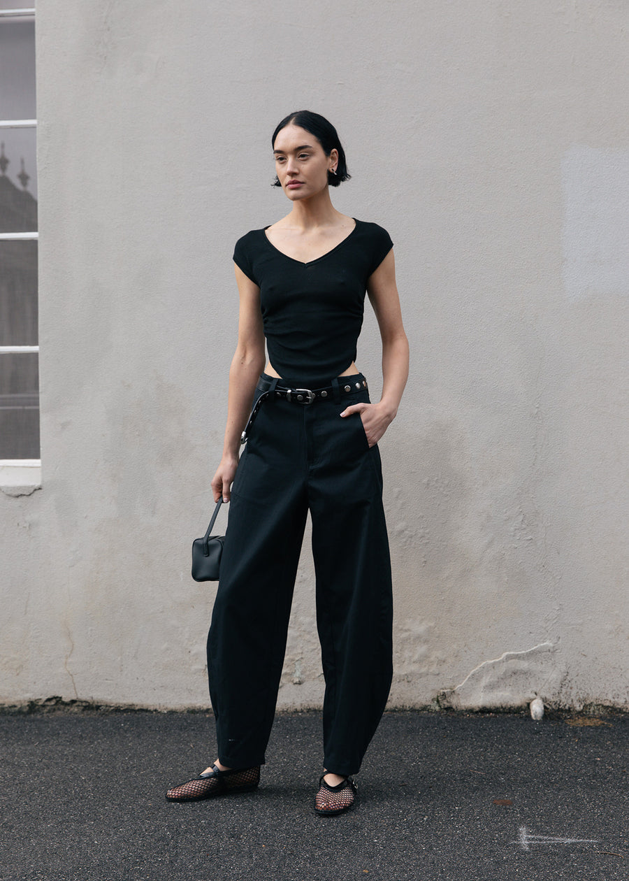 Barrel Leg Trousers - Black