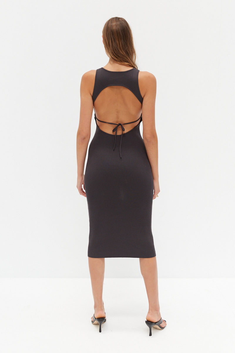 Knit Backless Dress - Grey
