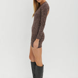 Backless Mini Dress - Brown Melange