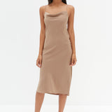 Cross Back Slip Dress - Taupe