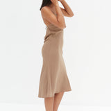 Cross Back Slip Dress - Taupe