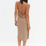 Cross Back Slip Dress - Taupe