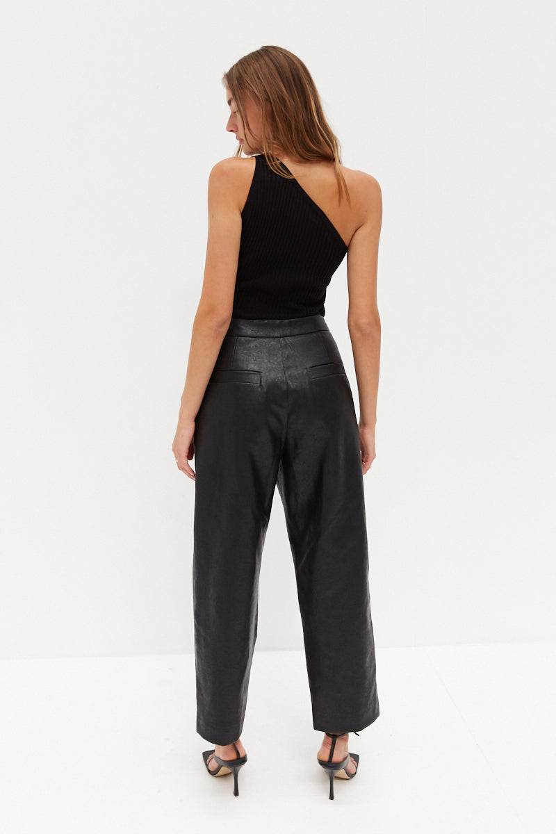 Faux Leather Pants - Black