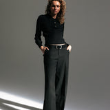 Isla Knit Polo Top - Black