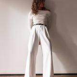 Noah Belt Trouser - White