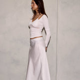 Valerie Satin Lace Skirt - White