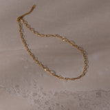 Wide Oval Chain Necklace - 14K Gold Plated